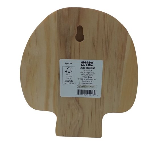 Mondo Lama Halloween Wood Skull Standing Ready To Hang 5.5" x 6" - Picture 3 of 3